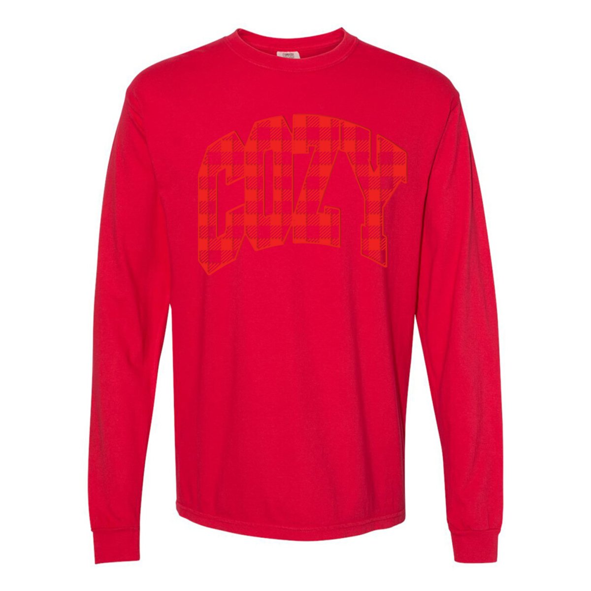 'Cozy Plaid' Puff Print Long Sleeve - United Monograms