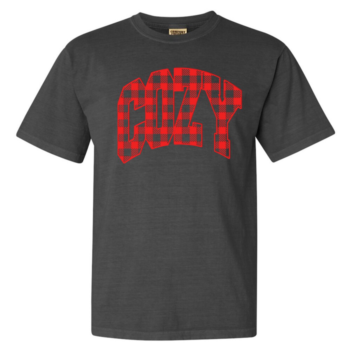 'Cozy Plaid' Puff Print T - Shirt - United Monograms