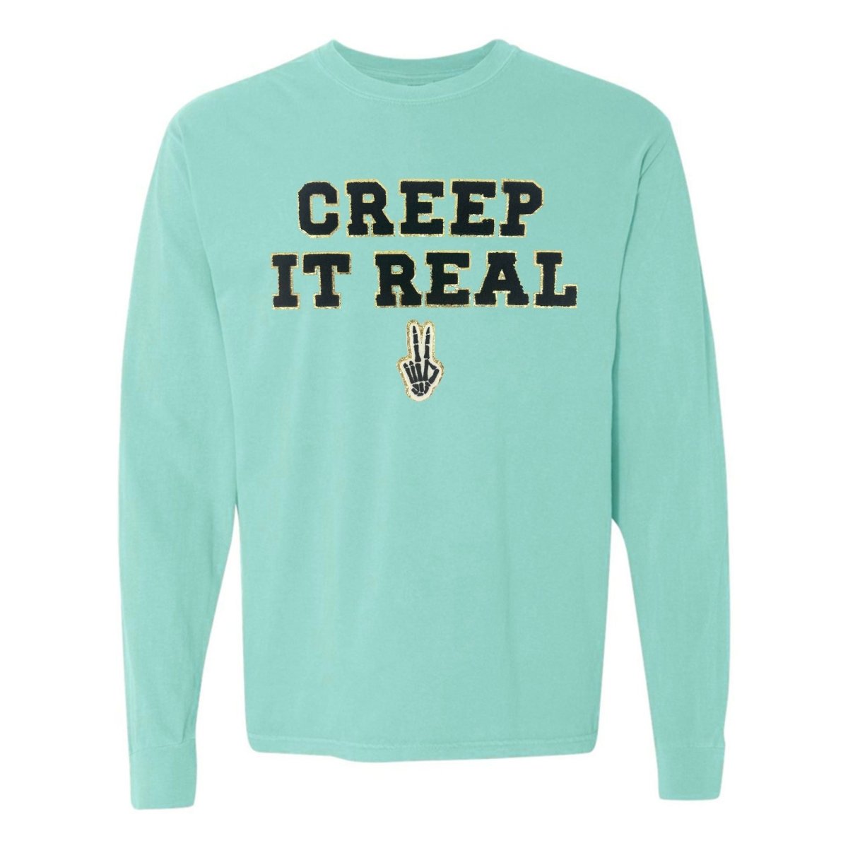 'Creep It Real' Letter Patch Comfort Colors Long Sleeve T-Shirt - United Monograms