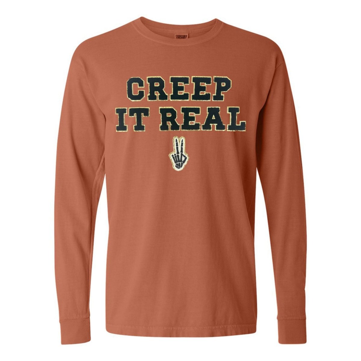 'Creep It Real' Letter Patch Comfort Colors Long Sleeve T-Shirt - United Monograms