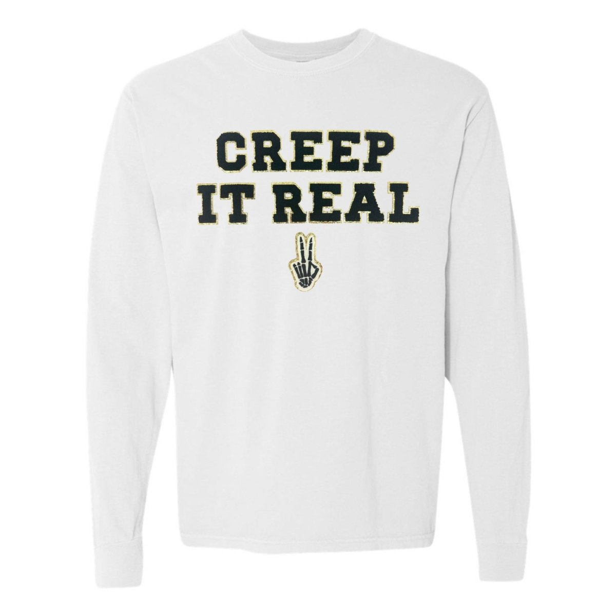 'Creep It Real' Letter Patch Comfort Colors Long Sleeve T-Shirt - United Monograms