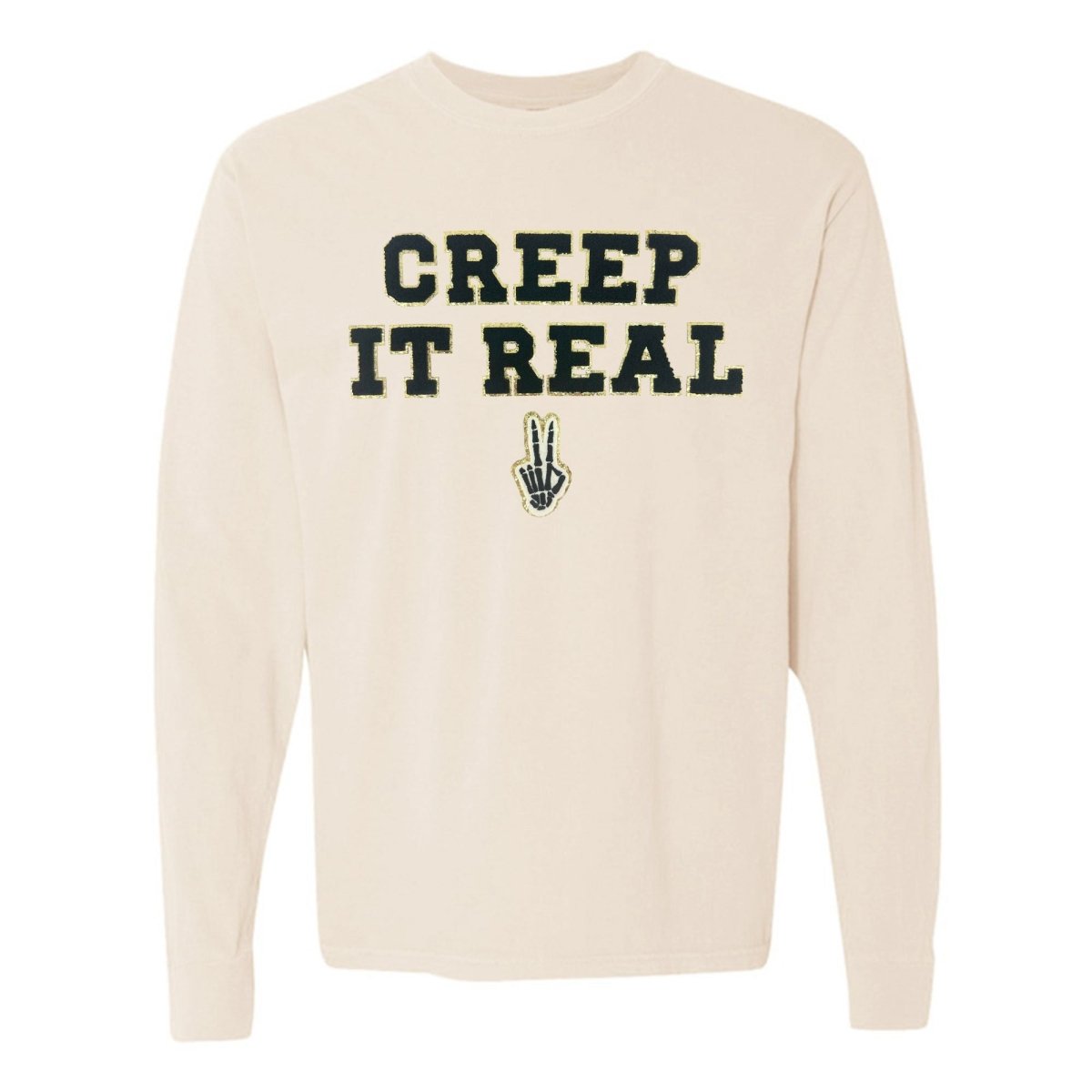 'Creep It Real' Letter Patch Comfort Colors Long Sleeve T-Shirt - United Monograms