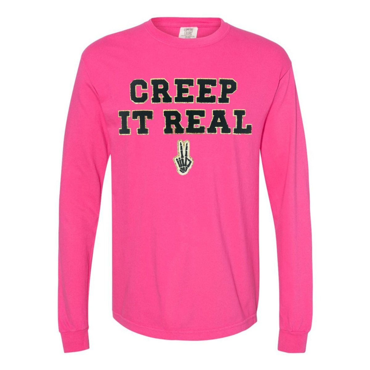 'Creep It Real' Letter Patch Comfort Colors Long Sleeve T-Shirt - United Monograms