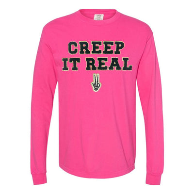 'Creep It Real' Letter Patch Comfort Colors Long Sleeve T-Shirt - United Monograms