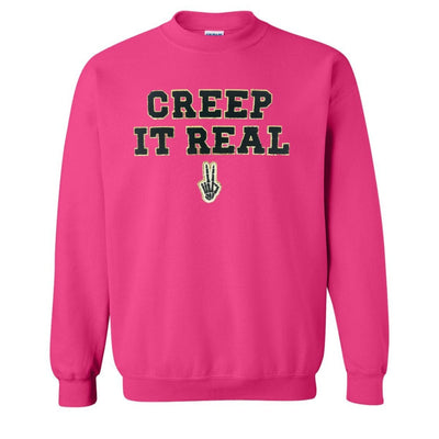 'Creep It Real' Letter Patch Crewneck Sweatshirt - United Monograms