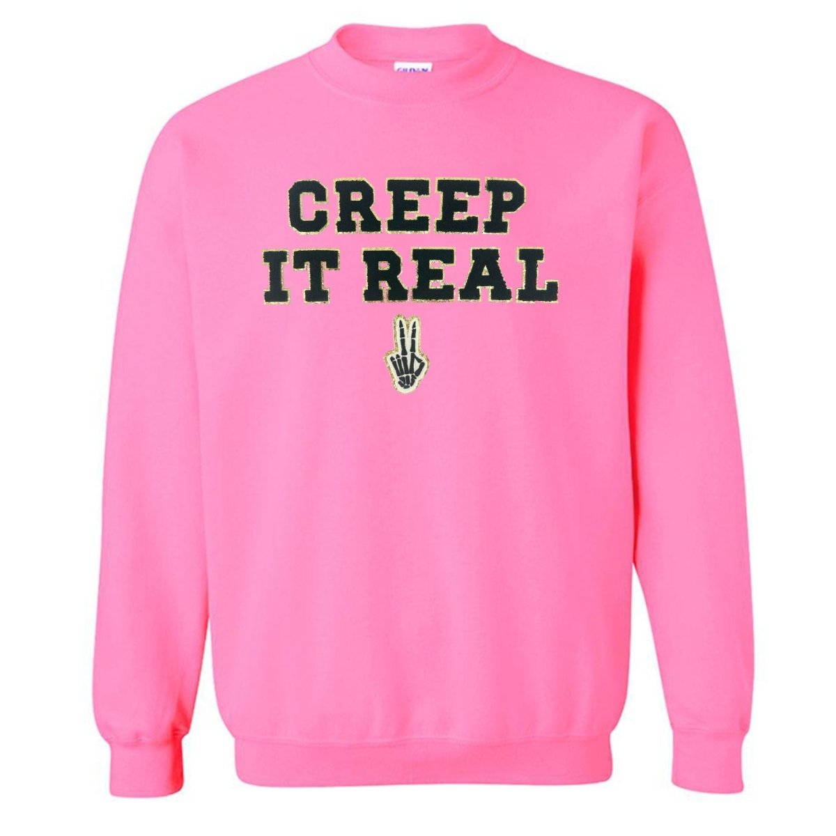 'Creep It Real' Letter Patch Crewneck Sweatshirt - United Monograms