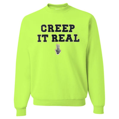 'Creep It Real' Letter Patch Crewneck Sweatshirt - United Monograms