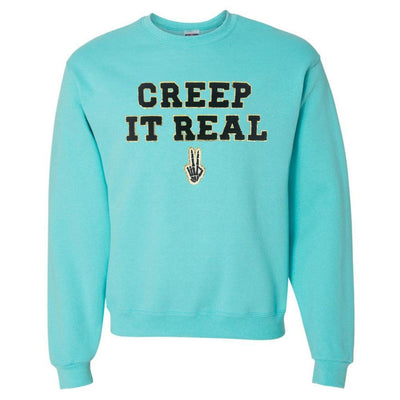 'Creep It Real' Letter Patch Crewneck Sweatshirt - United Monograms