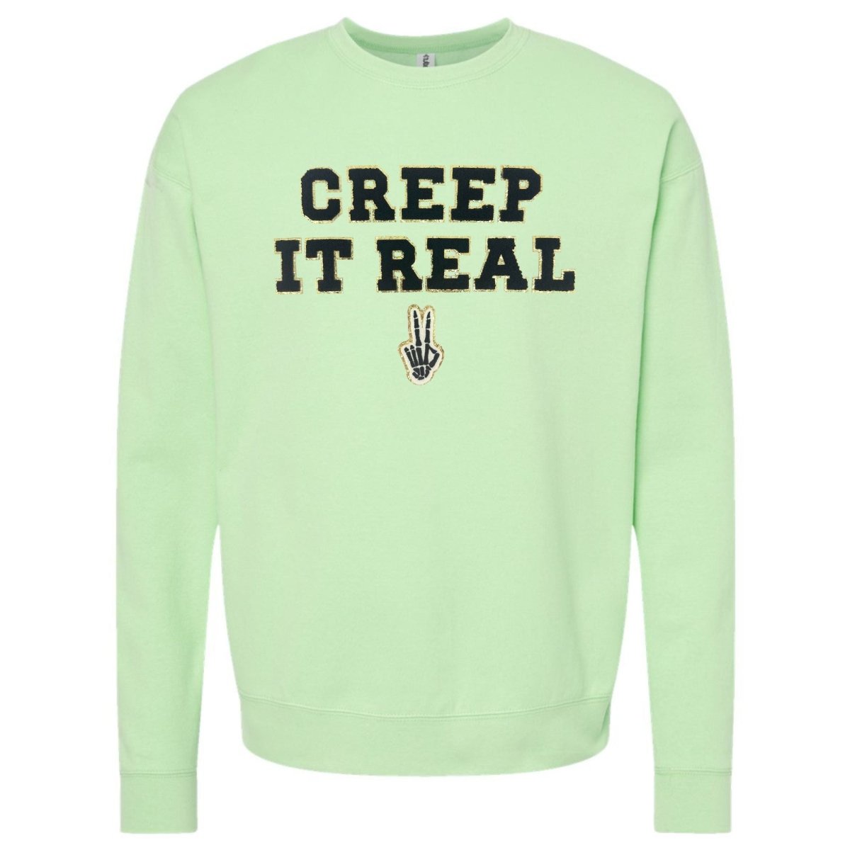 'Creep It Real' Letter Patch Crewneck Sweatshirt - United Monograms