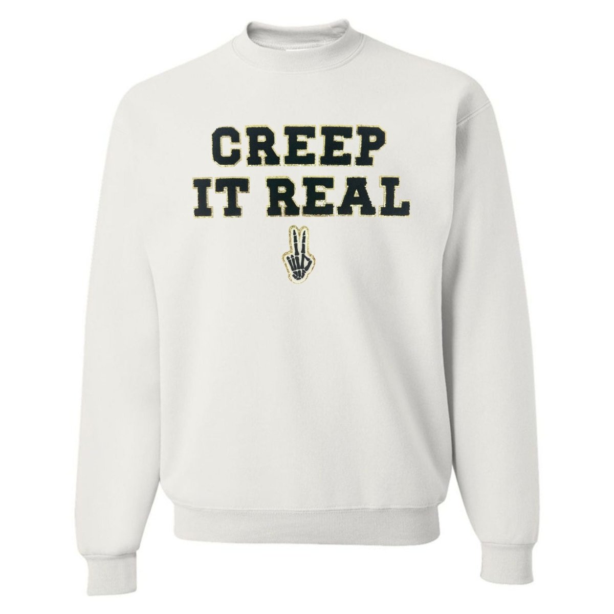 'Creep It Real' Letter Patch Crewneck Sweatshirt - United Monograms