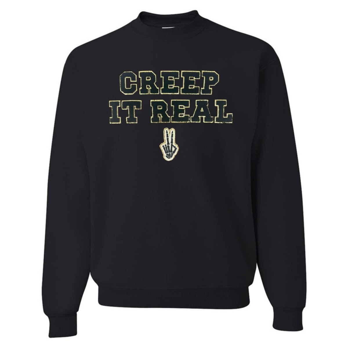 'Creep It Real' Letter Patch Crewneck Sweatshirt - United Monograms