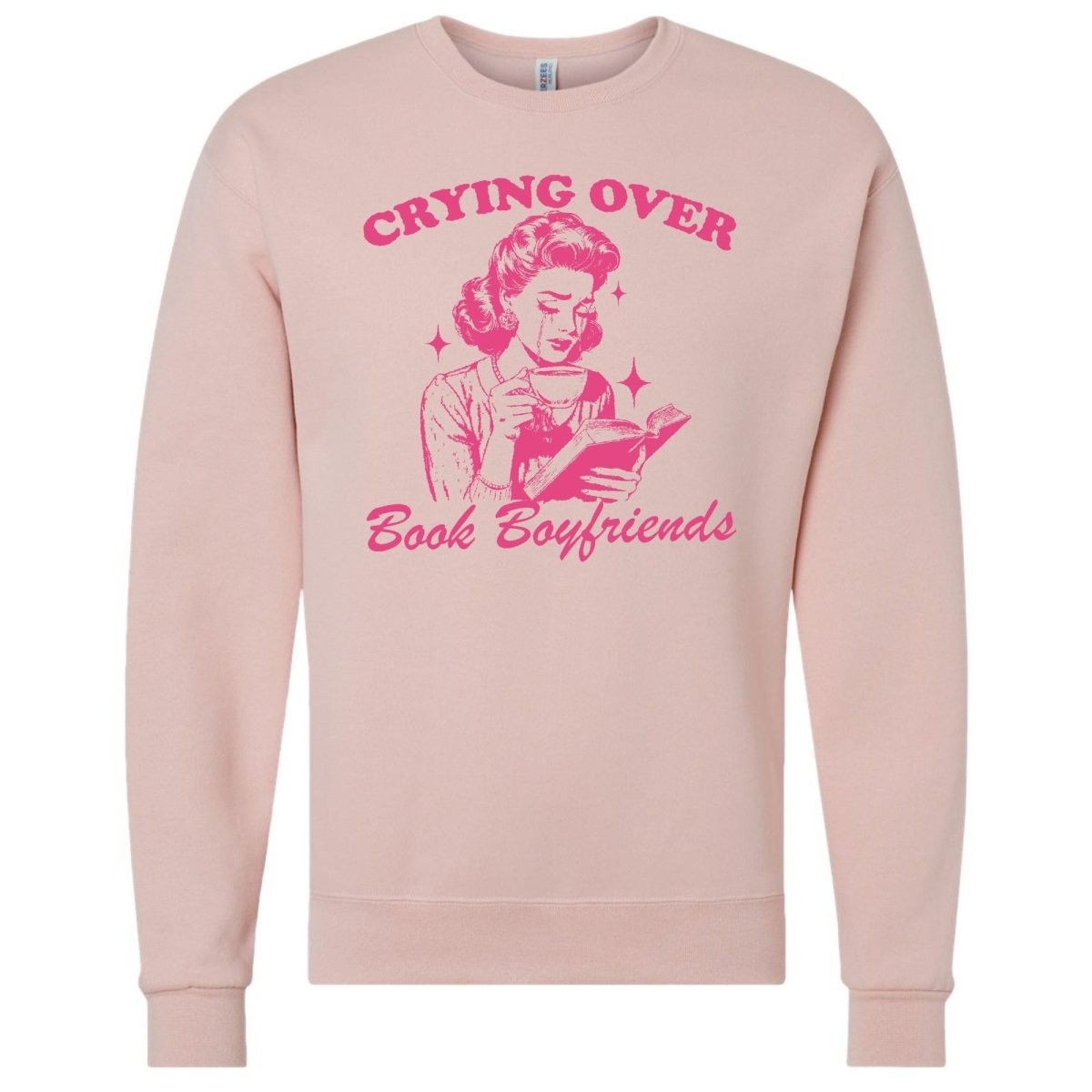 'Crying Over Book Boyfriends' Crewneck Sweatshirt - United Monograms