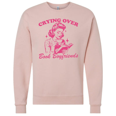 'Crying Over Book Boyfriends' Crewneck Sweatshirt - United Monograms
