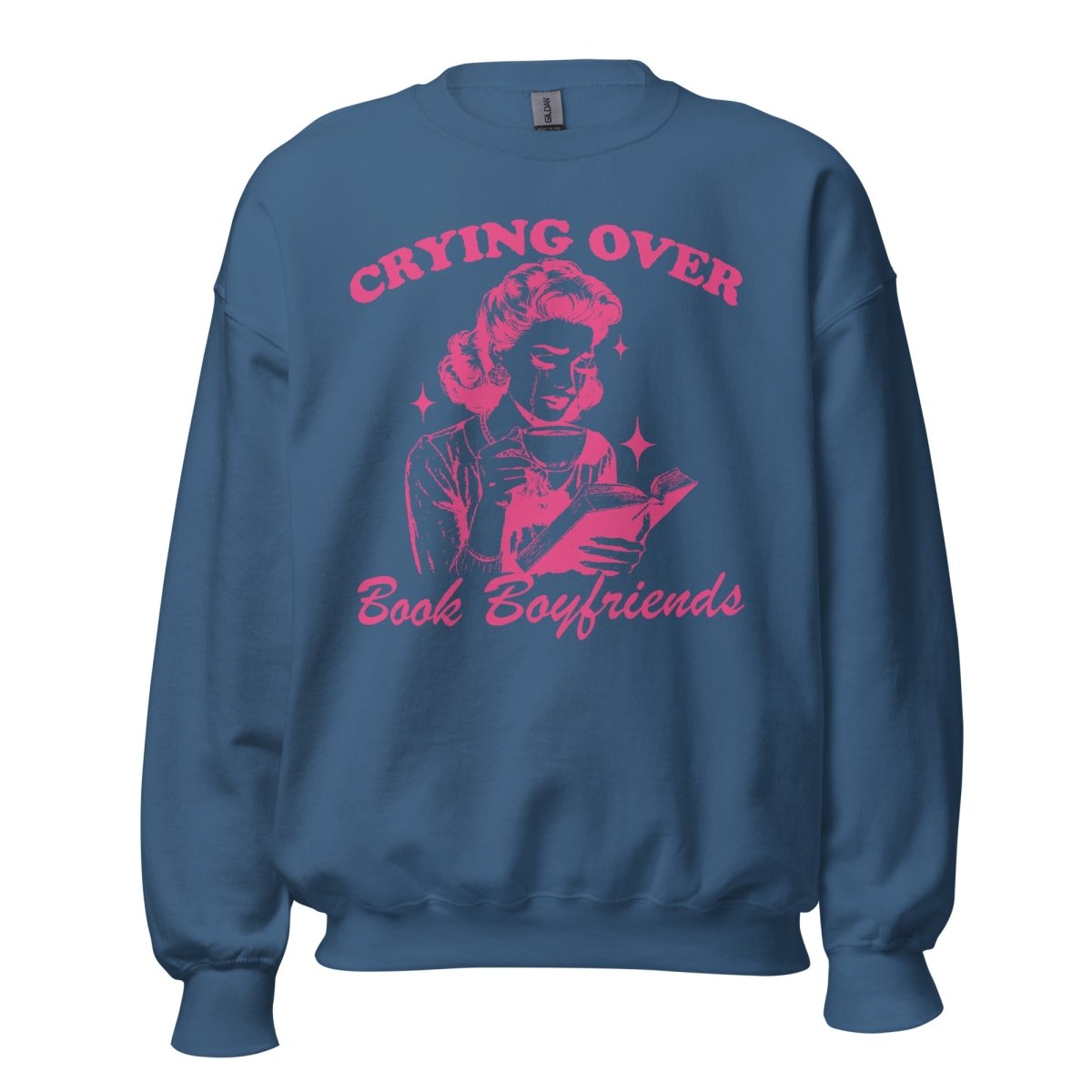 'Crying Over Book Boyfriends' Crewneck Sweatshirt - United Monograms