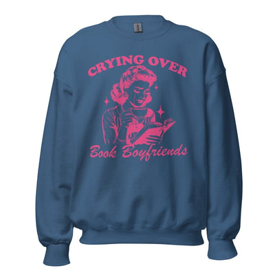 'Crying Over Book Boyfriends' Crewneck Sweatshirt - United Monograms
