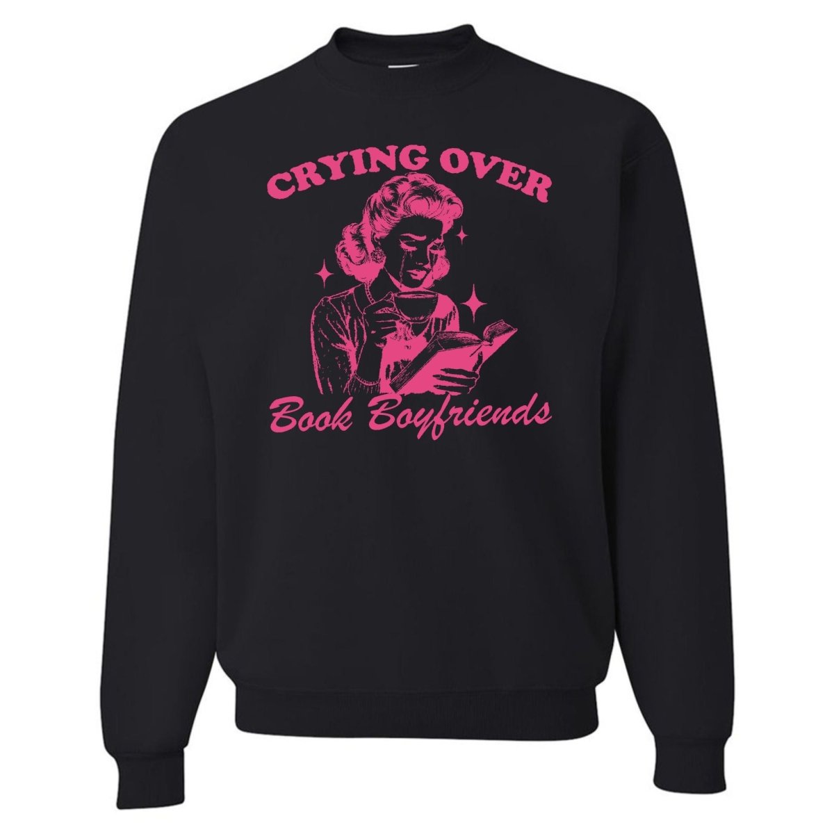 'Crying Over Book Boyfriends' Crewneck Sweatshirt - United Monograms