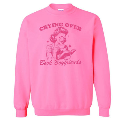 'Crying Over Book Boyfriends' Crewneck Sweatshirt - United Monograms