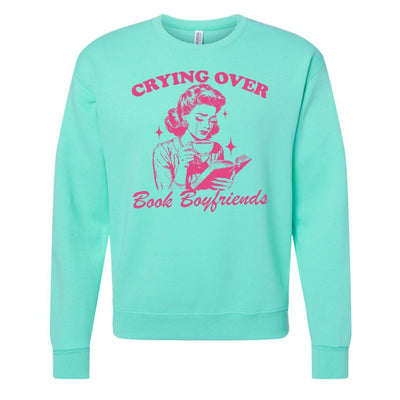'Crying Over Book Boyfriends' Crewneck Sweatshirt - United Monograms
