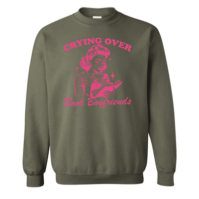 'Crying Over Book Boyfriends' Crewneck Sweatshirt - United Monograms