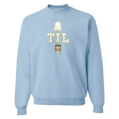 'Dead Til Coffee' Letter Patch Crewneck Sweatshirt - United Monograms
