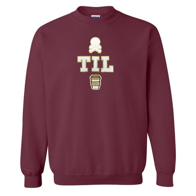 'Dead Til Coffee' Letter Patch Crewneck Sweatshirt - United Monograms