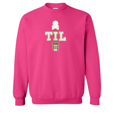 'Dead Til Coffee' Letter Patch Crewneck Sweatshirt - United Monograms