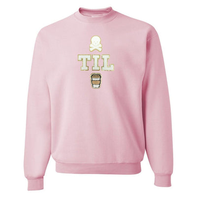 'Dead Til Coffee' Letter Patch Crewneck Sweatshirt - United Monograms