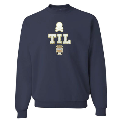 'Dead Til Coffee' Letter Patch Crewneck Sweatshirt - United Monograms