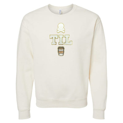 'Dead Til Coffee' Letter Patch Crewneck Sweatshirt - United Monograms