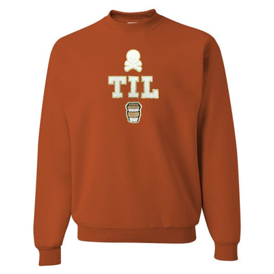 'Dead Til Coffee' Letter Patch Crewneck Sweatshirt - United Monograms
