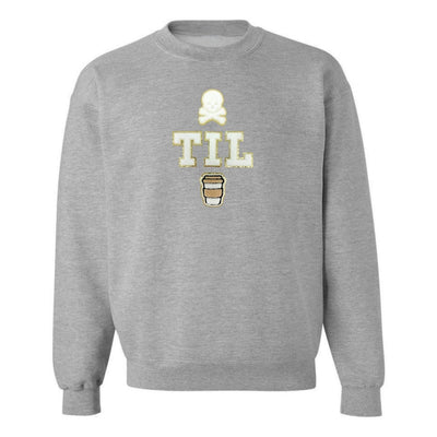 'Dead Til Coffee' Letter Patch Crewneck Sweatshirt - United Monograms