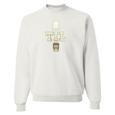 'Dead Til Coffee' Letter Patch Crewneck Sweatshirt - United Monograms