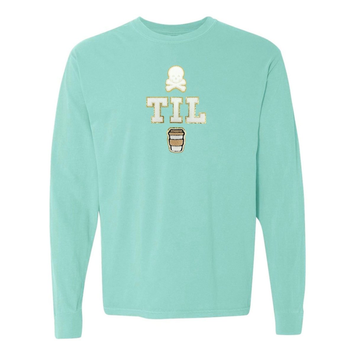 'Dead Til Coffee' Letter Patch Long Sleeve T-Shirt - United Monograms