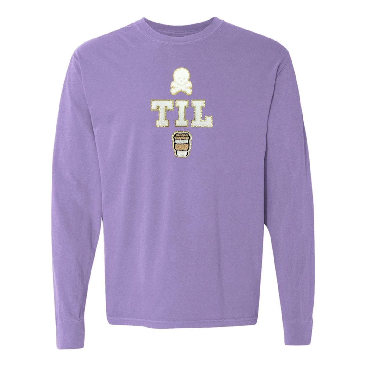'Dead Til Coffee' Letter Patch Long Sleeve T-Shirt - United Monograms