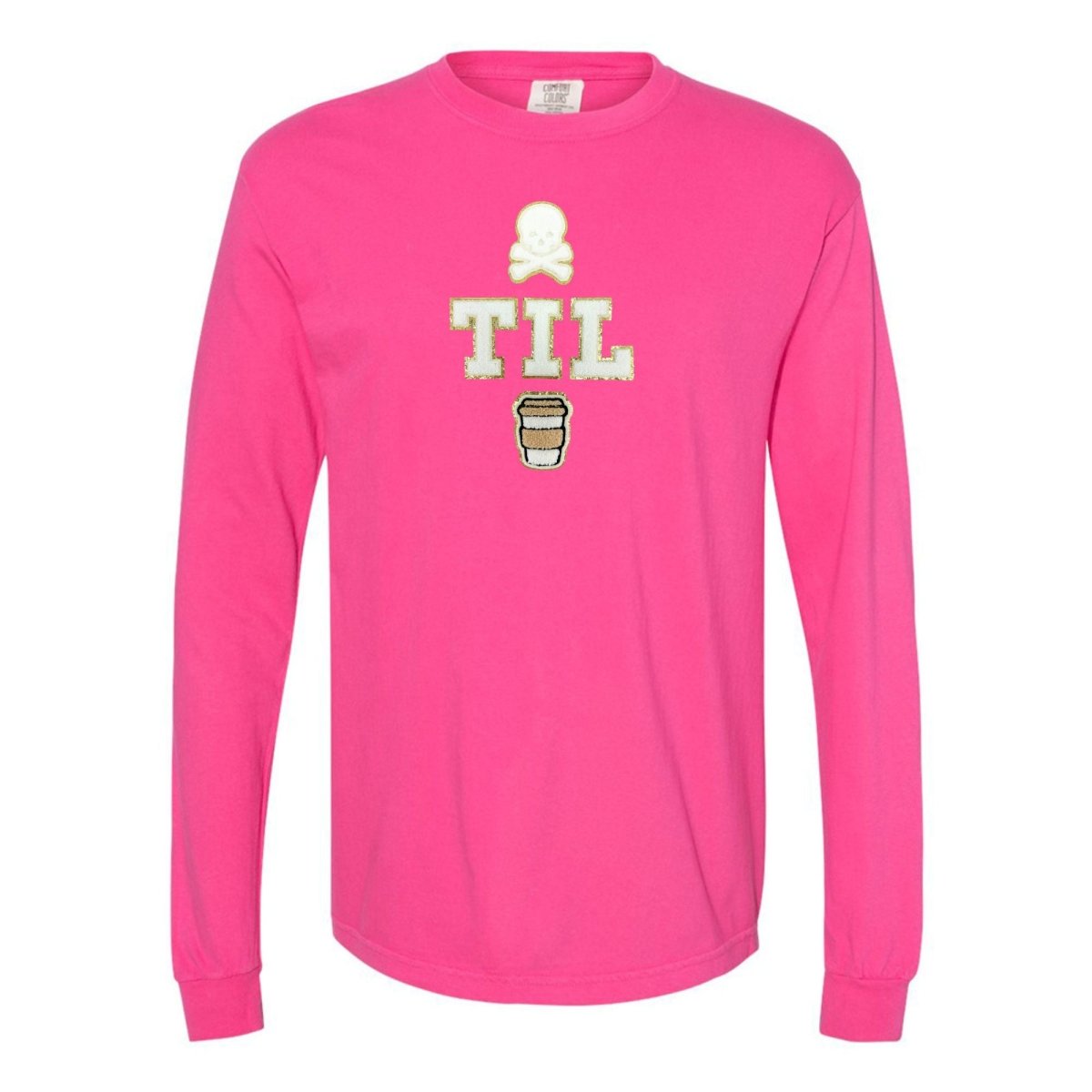 'Dead Til Coffee' Letter Patch Long Sleeve T-Shirt - United Monograms