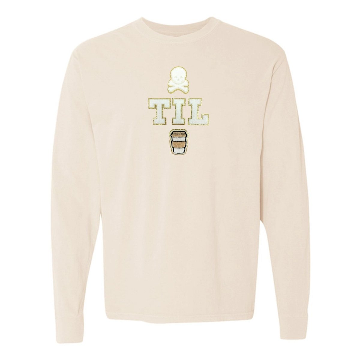 'Dead Til Coffee' Letter Patch Long Sleeve T-Shirt - United Monograms