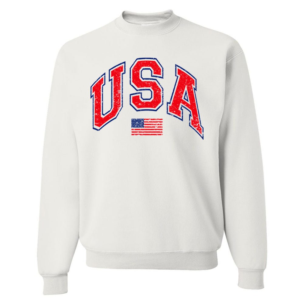'Distressed USA' Crewneck Sweatshirt - United Monograms