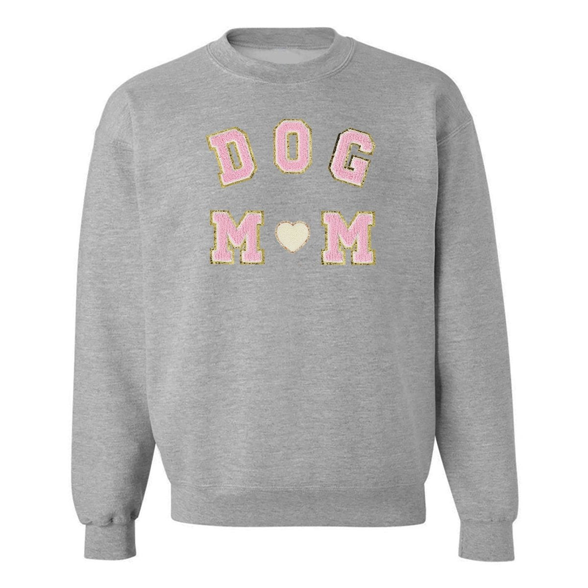 Dog Mom Letter Patch Crewneck Sweatshirt - United Monograms