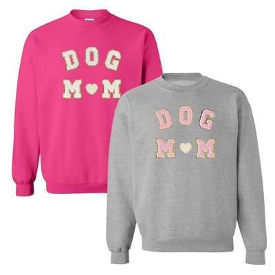 Dog Mom Letter Patch Crewneck Sweatshirt - United Monograms