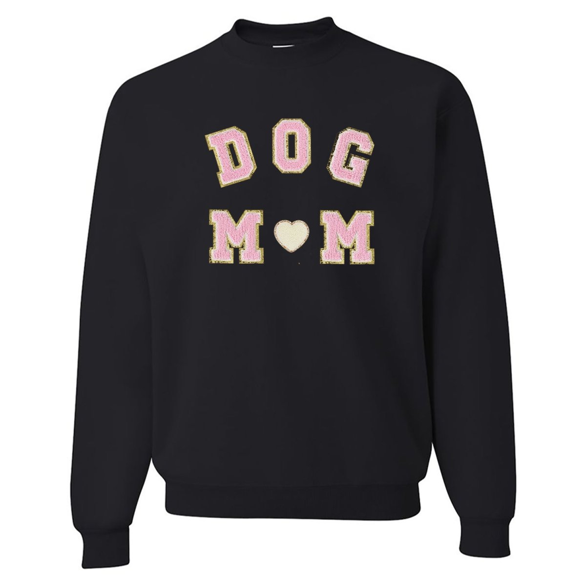 Dog Mom Letter Patch Crewneck Sweatshirt - United Monograms