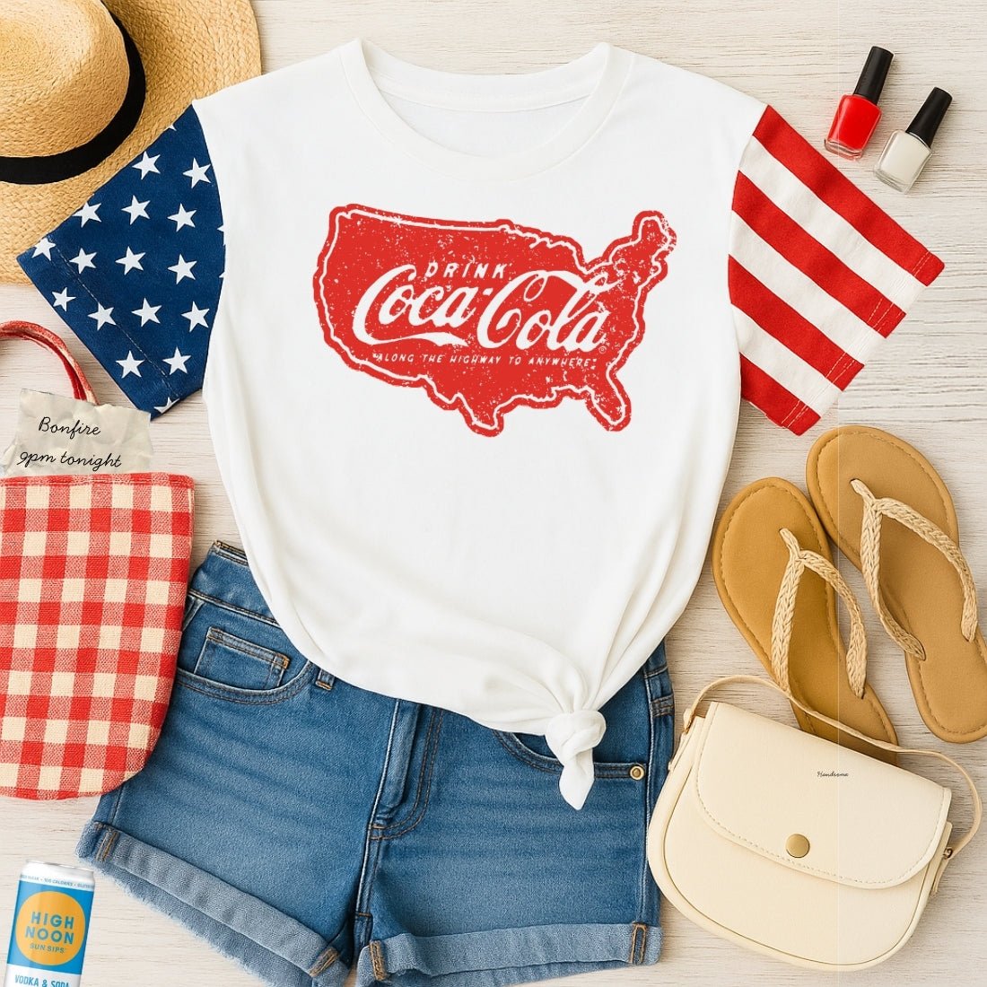 'Drink Cola Road Trip' Stars & Stripes T-Shirt - United Monograms