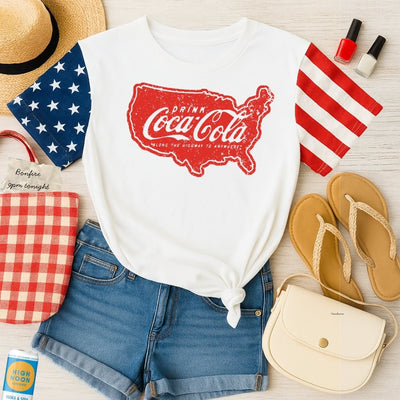 'Drink Cola Road Trip' Stars & Stripes T-Shirt - United Monograms