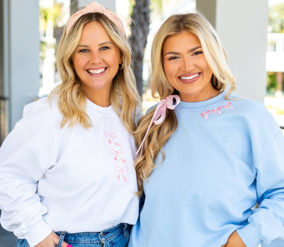 Embroidered 'Bow Collar' Crewneck Sweatshirt - United Monograms