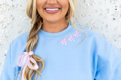 Embroidered 'Bow Collar' Crewneck Sweatshirt - United Monograms
