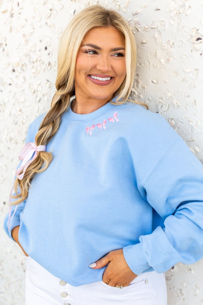 Embroidered 'Bow Collar' Crewneck Sweatshirt - United Monograms