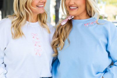 Embroidered 'Bow Collar' Crewneck Sweatshirt - United Monograms