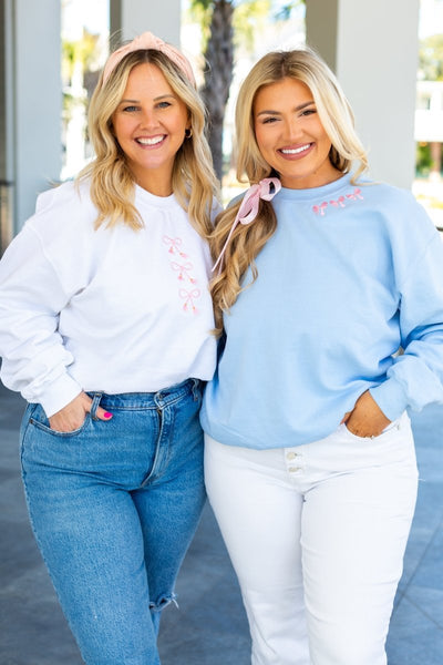 Embroidered 'Bow Collar' Crewneck Sweatshirt - United Monograms