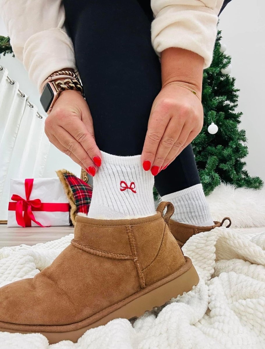 Embroidered Bow Crew Socks - United Monograms