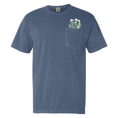 Embroidered 'Floral Pocket' Pocket T-Shirt - United Monograms