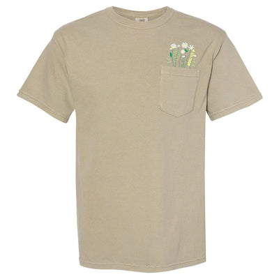 Embroidered 'Floral Pocket' Pocket T-Shirt - United Monograms